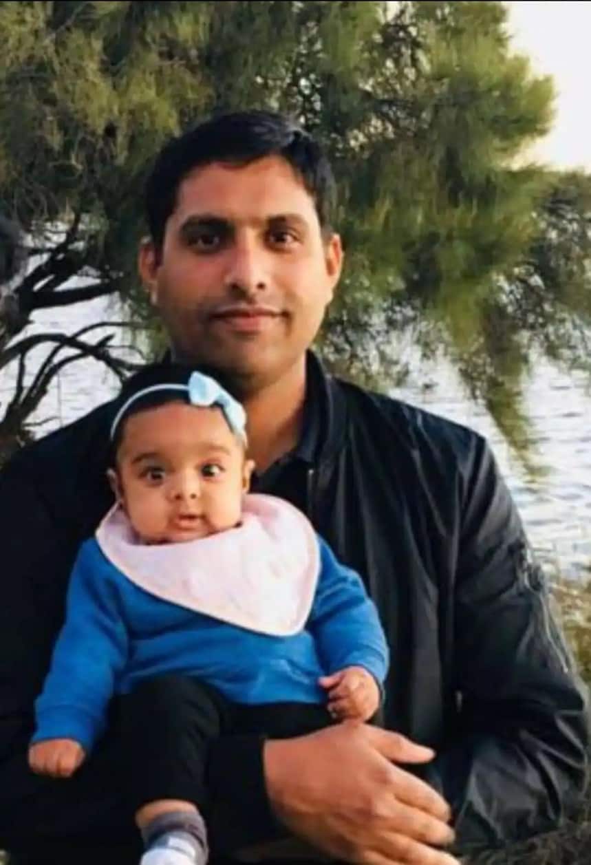 Maryum's husband, who is in Albury NSW, and their baby daughter.