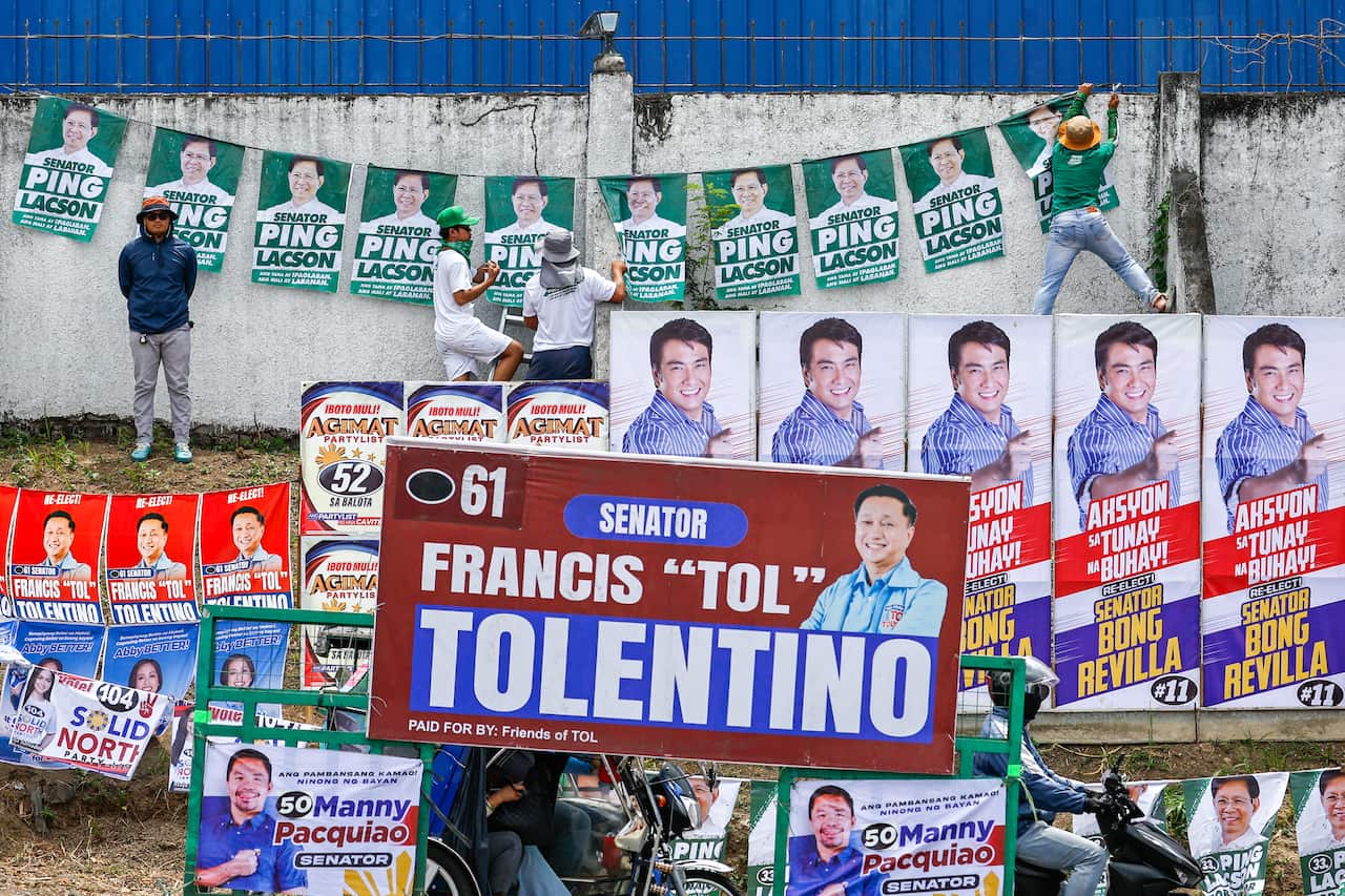 Mid-term election rally of President Ferdinand 'Bongbong' Marcos Jr amid political instability in Philippines