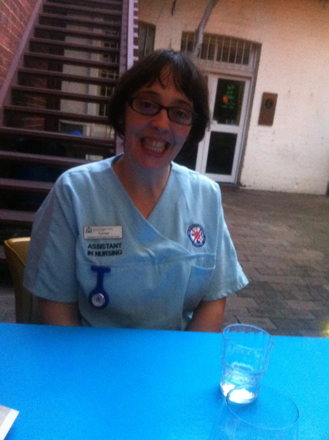 Gabrielle in her first full-time job as a nursing assistant.