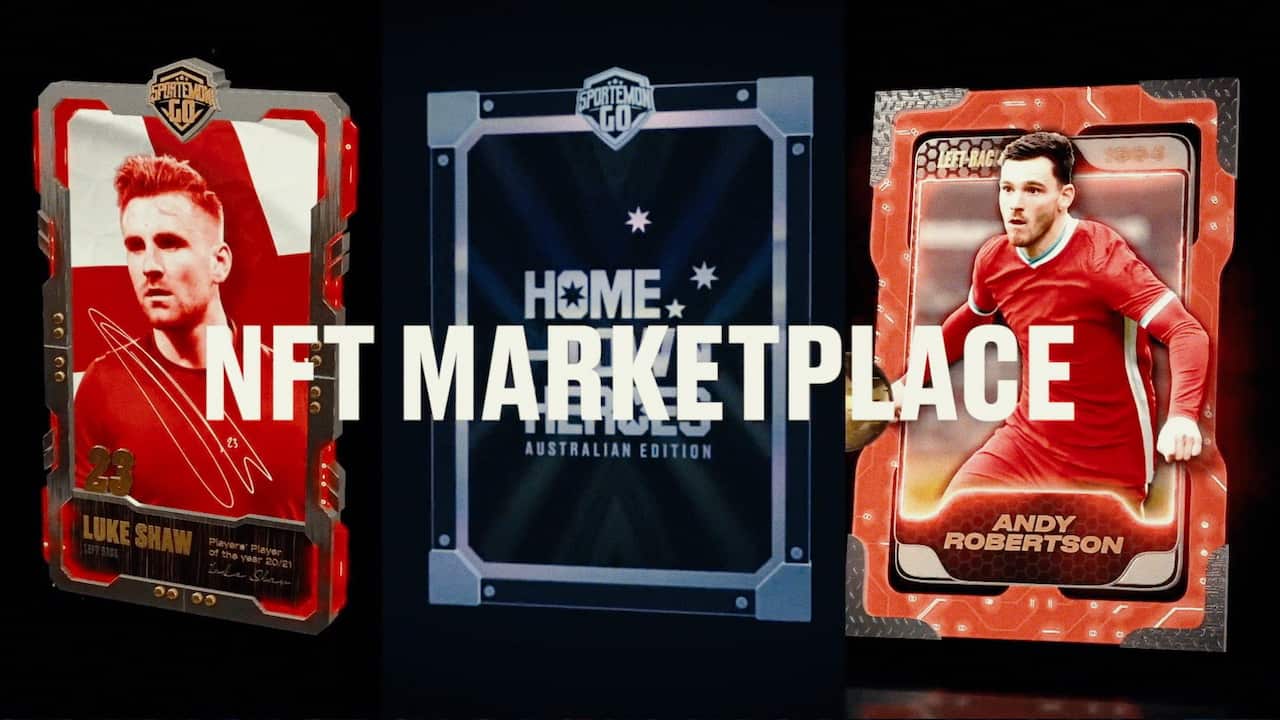 Artwork featuring pictures of two soccer players