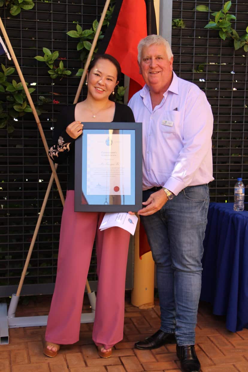 Xiaoyan Xi and Town of Port Hedland Mayor Peter Carter