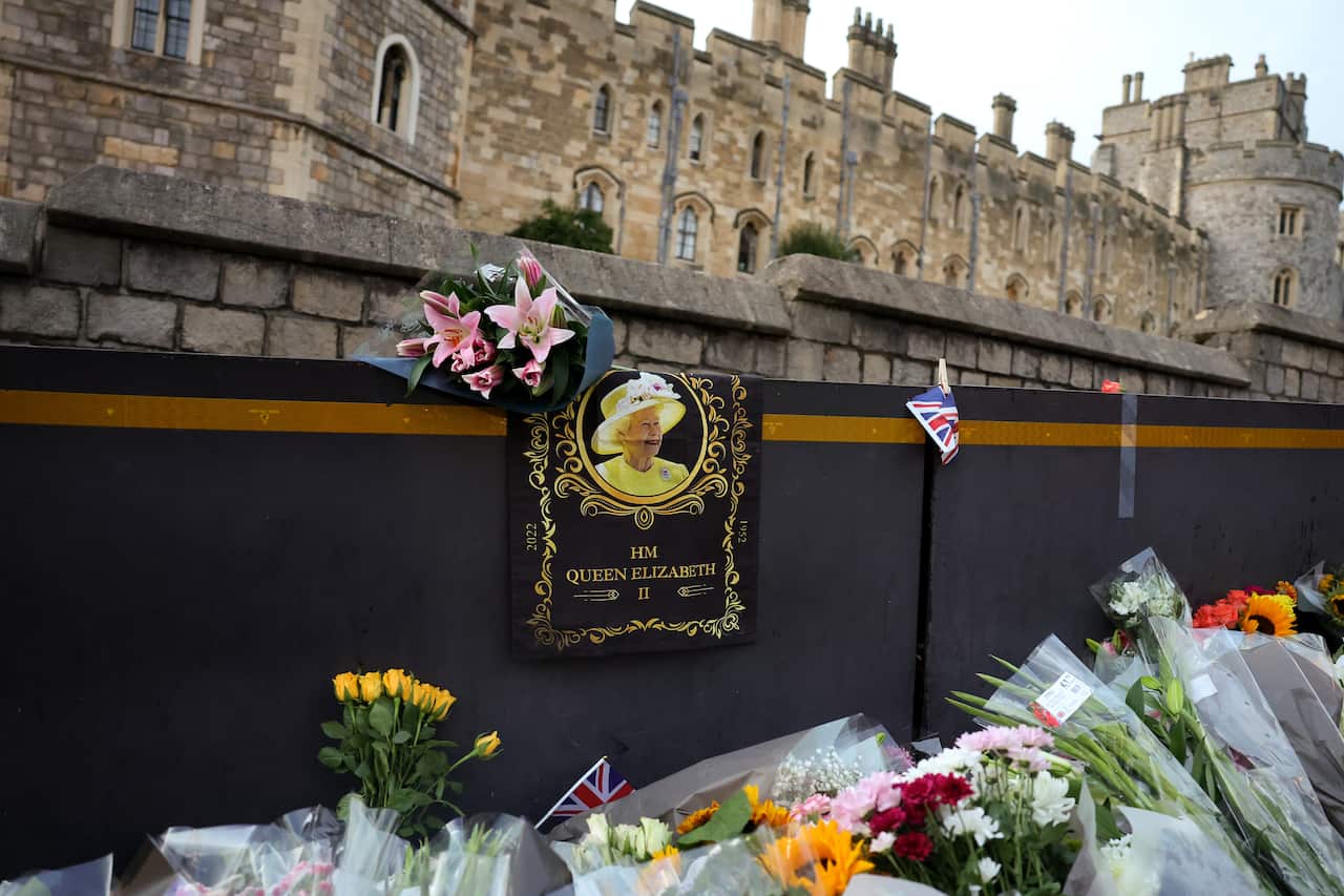 Tributes outside Windsor Castle after the death of Queen Elizabeth II