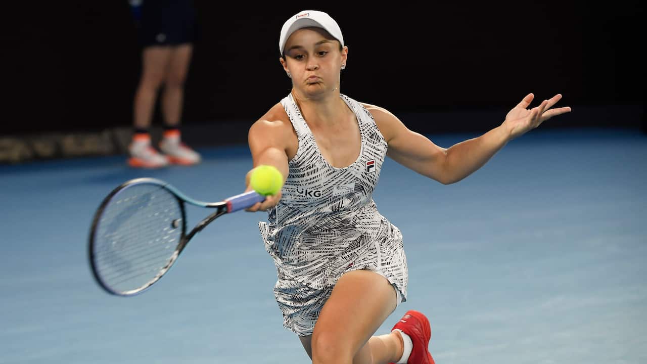 Ash Barty is seen playing during the Australian Open.