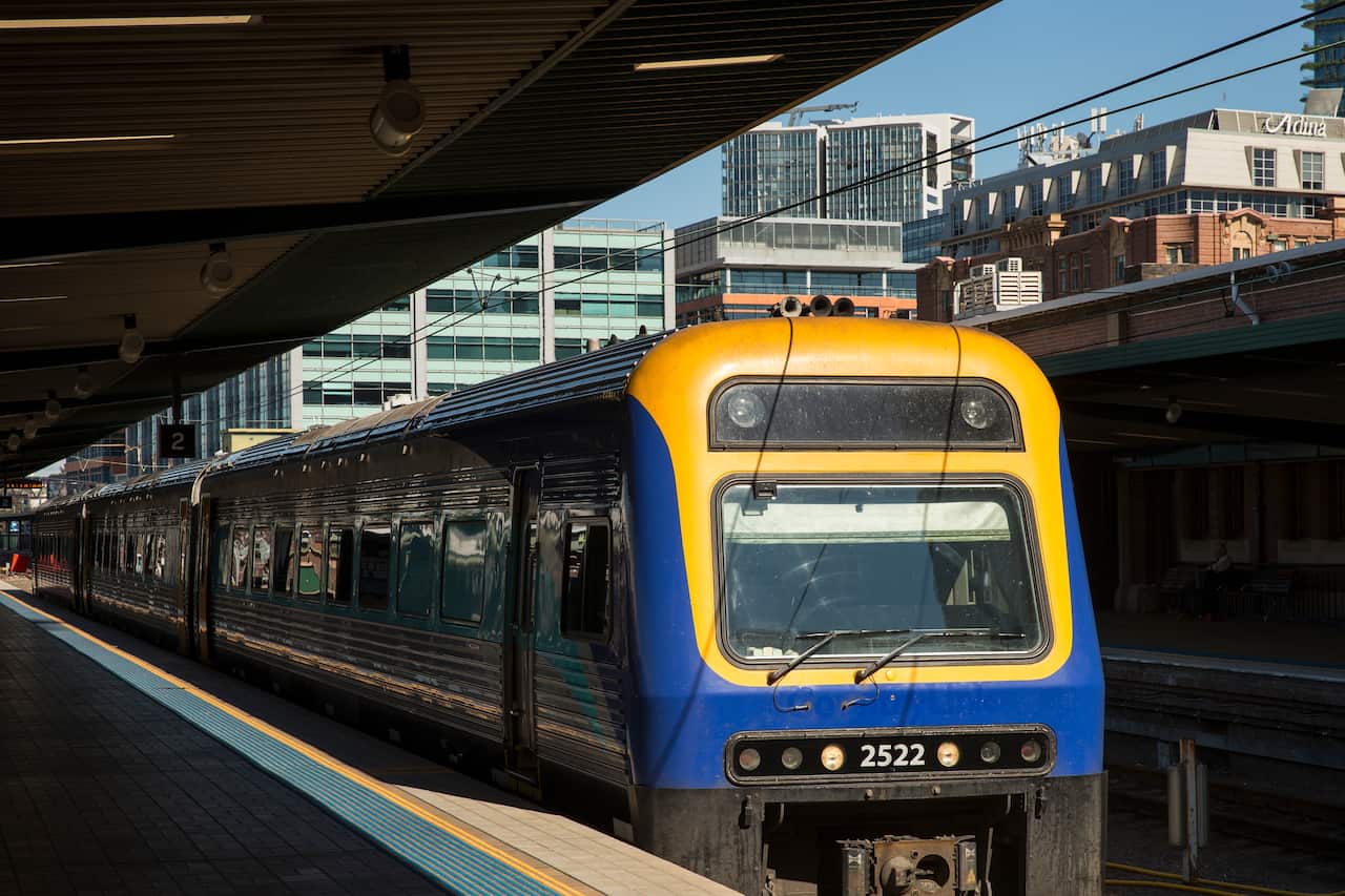 A suburban train at Sydney Central Railway Station.