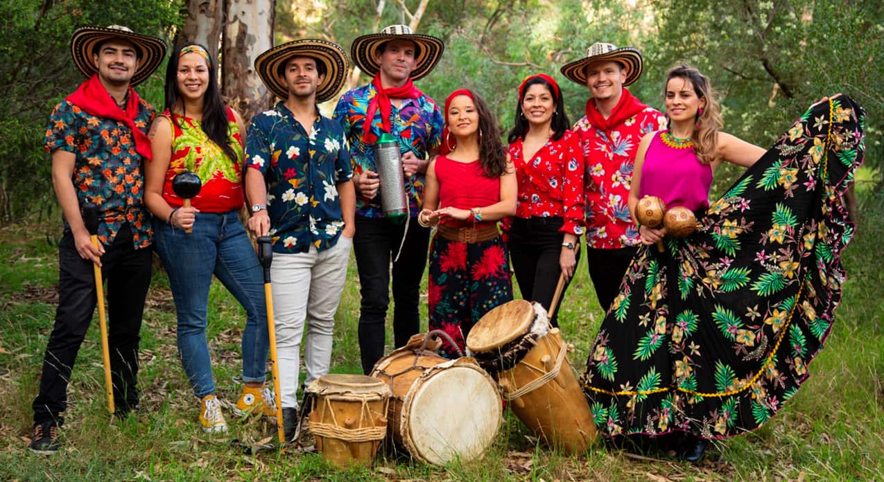 Members of the Melbourne-based cumbia band La Descarga. 