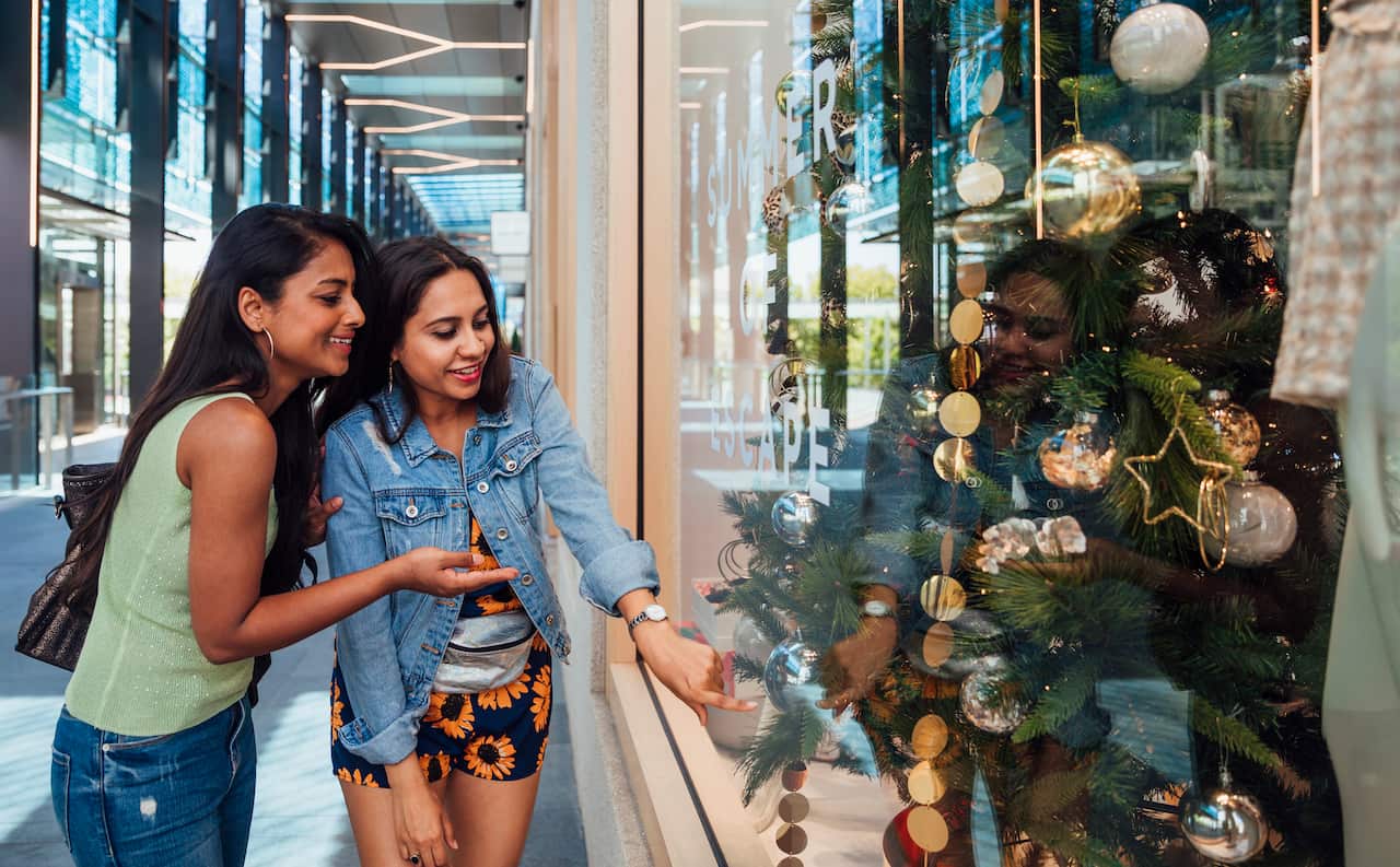 Window shopping choices at Christmas in the Sun