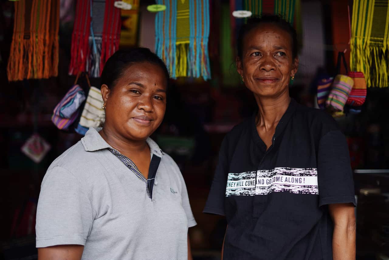 Women at a market in Dili