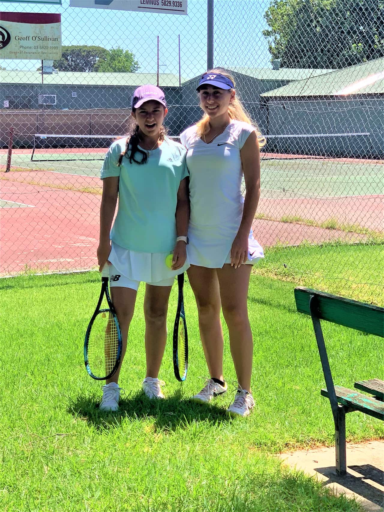 Eleni Makantasi (L) with her sister Zena at a tournament in Shepparton in 2023 