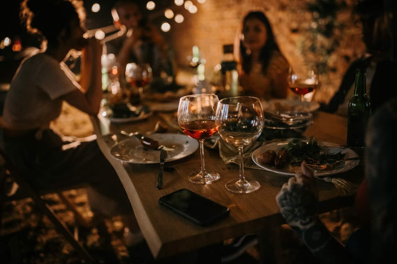 Friends on dinner party