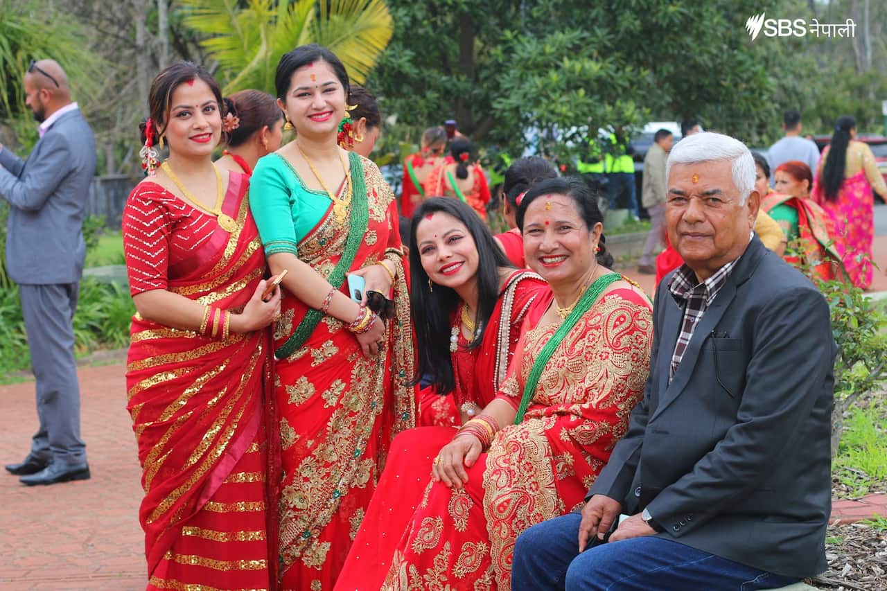 Family gatherings during Teej celebration in Sydney's Mukti-Gupteshwar temple.