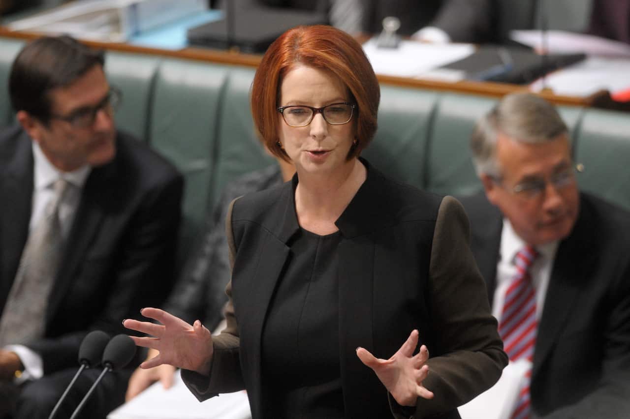 Former prime minister Julia Gillard speaks during House of Representatives question time at Parliament House