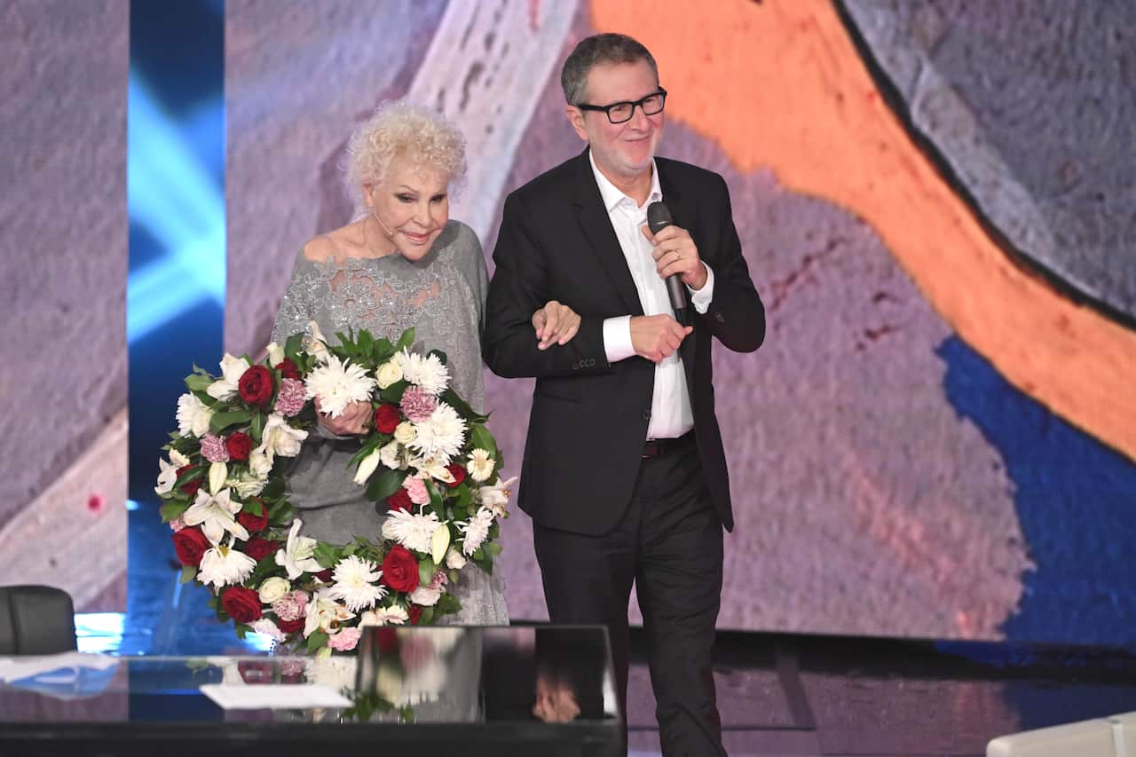 Ornella Vanoni with Fabio Fazio in her last appearance on "Che Tempo Che Fa" on November 2, 2025.