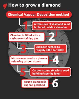 Infographic breaking down how to grow a diamond via HPHT