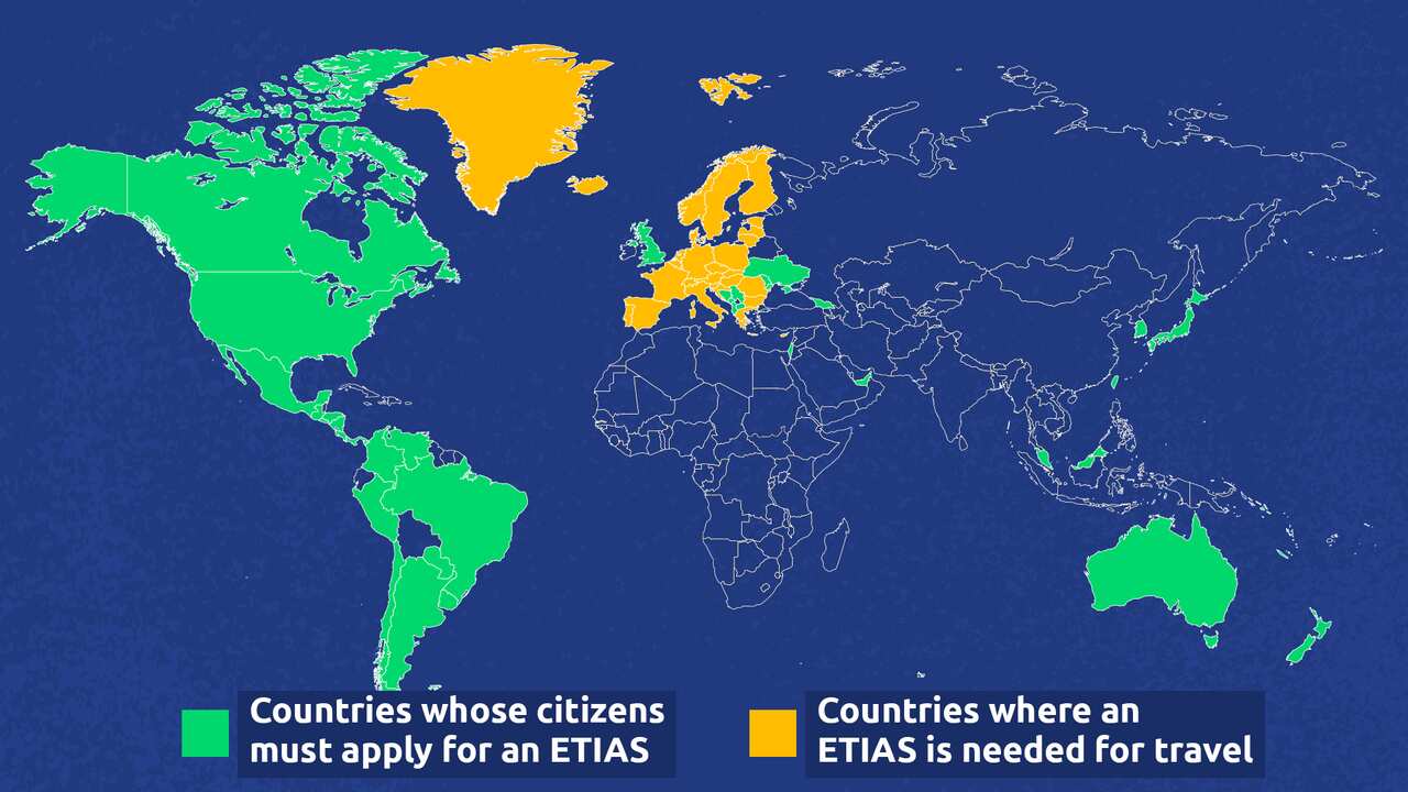 A world map with green and yellow colour codes. 