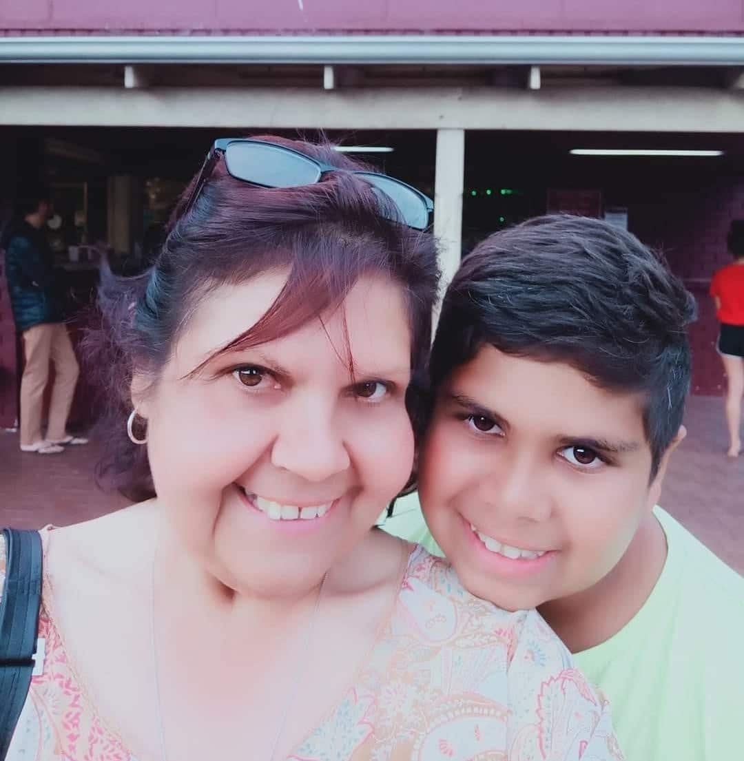 Mechelle Turvey stands with her son Cassius Turvey