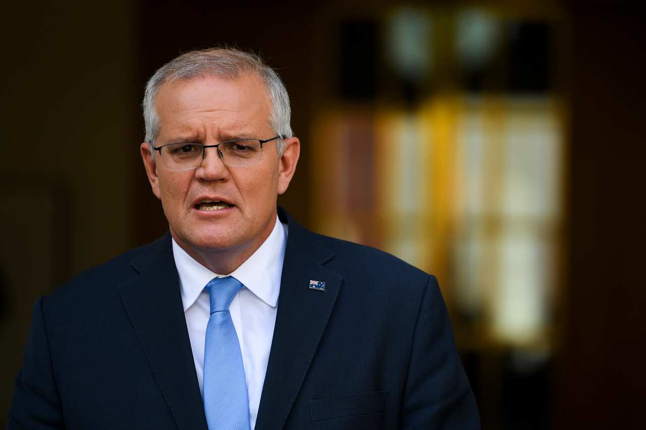 Prime Minister Scott Morrison speaks to the media after the 21 May election was announced.