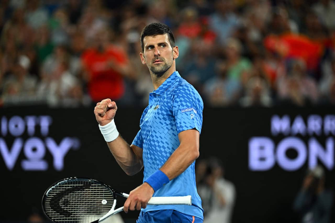 Djokovic on court at the Australian Open.
