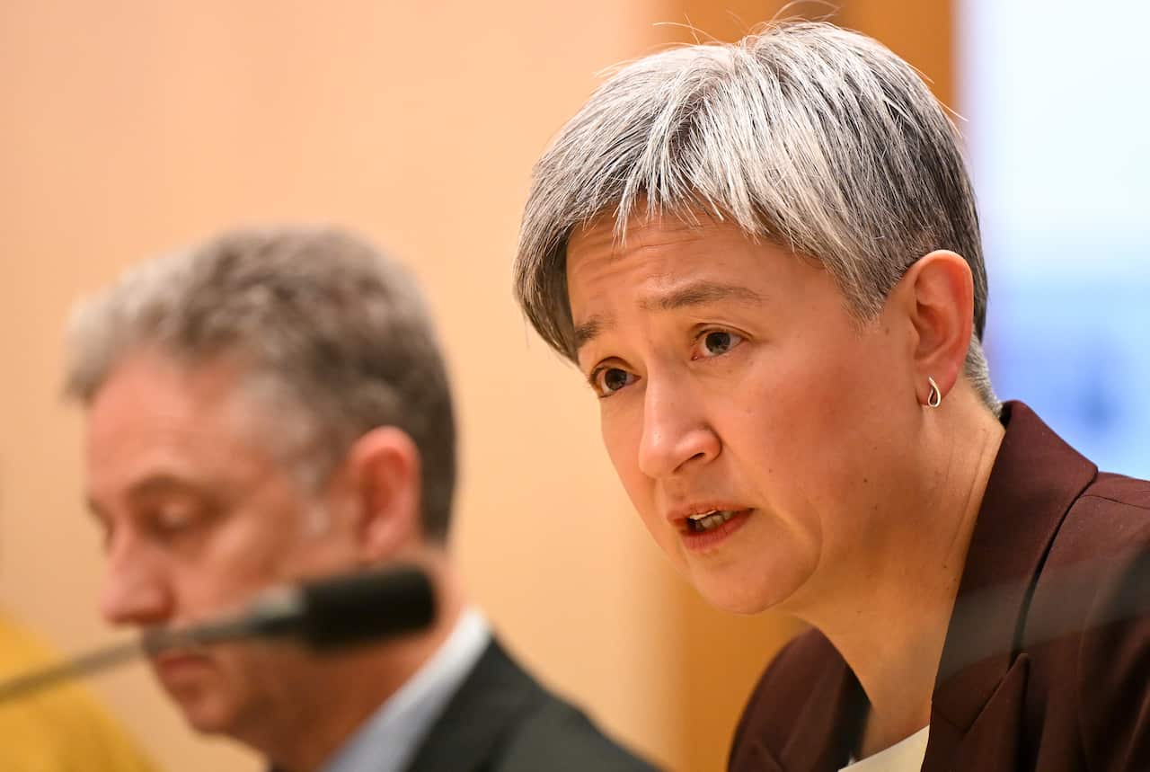Penny Wong speaking at Senate estimates.