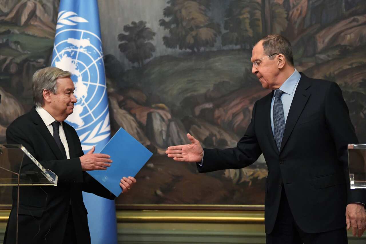 Negotiations between Russian Foreign Minister Sergei Lavrov and UN Secretary-General Antnio Guterres at the Reception House of the Russian Foreign Ministry.