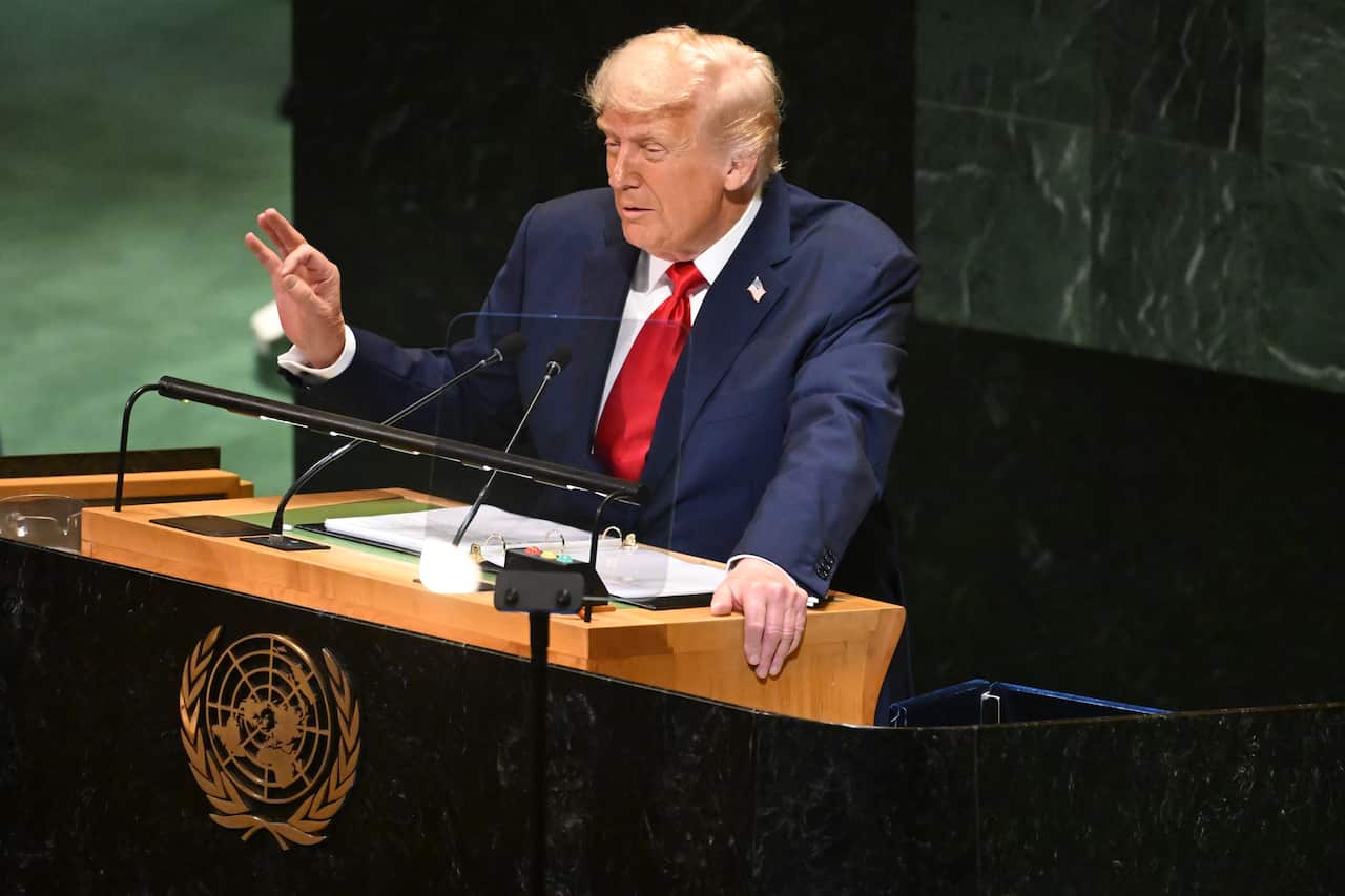 US President Donald Trump delivers his speech to the 80th session of the United Nations General Assembly at UN headquarters in New York.