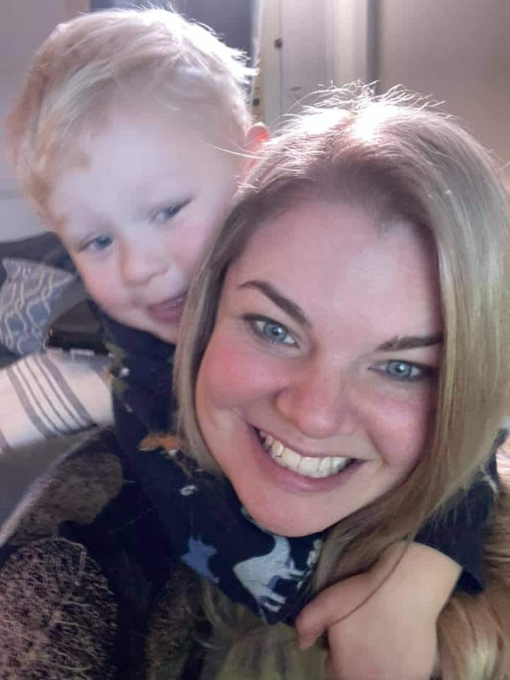 Rachel with her son as a toddler.