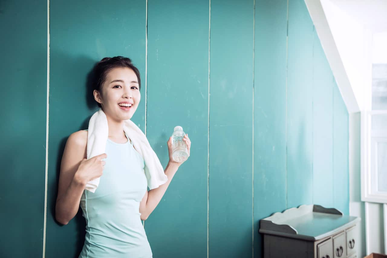 Portrait of woman doing workout