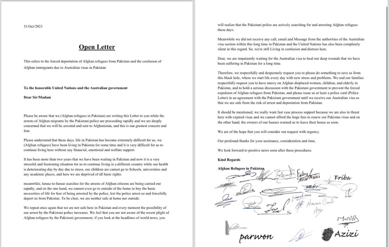 A group of Afghan refugees in Pakistan has sent an open letter to the Australian government. .jpg