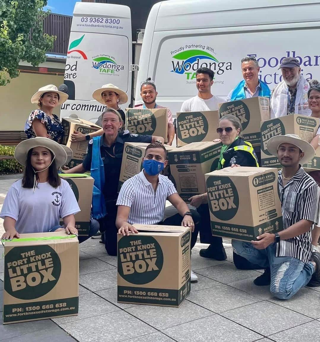 Food relief packages distributed by Albury Wodonga Multicultural Community Events Inc. during the Covid-19 pandemic.