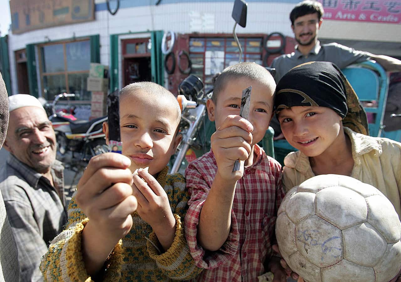 Young Muslim Uyghur boys in far northwest Xinjiang