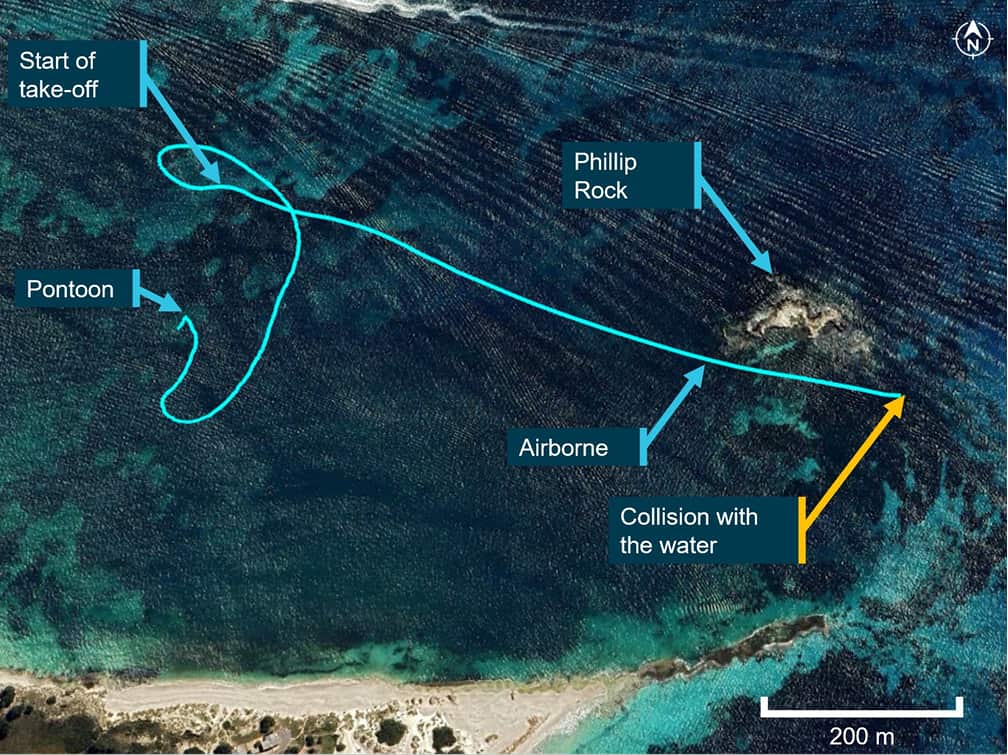 A map showing the plane's flight path before the fatal impact.