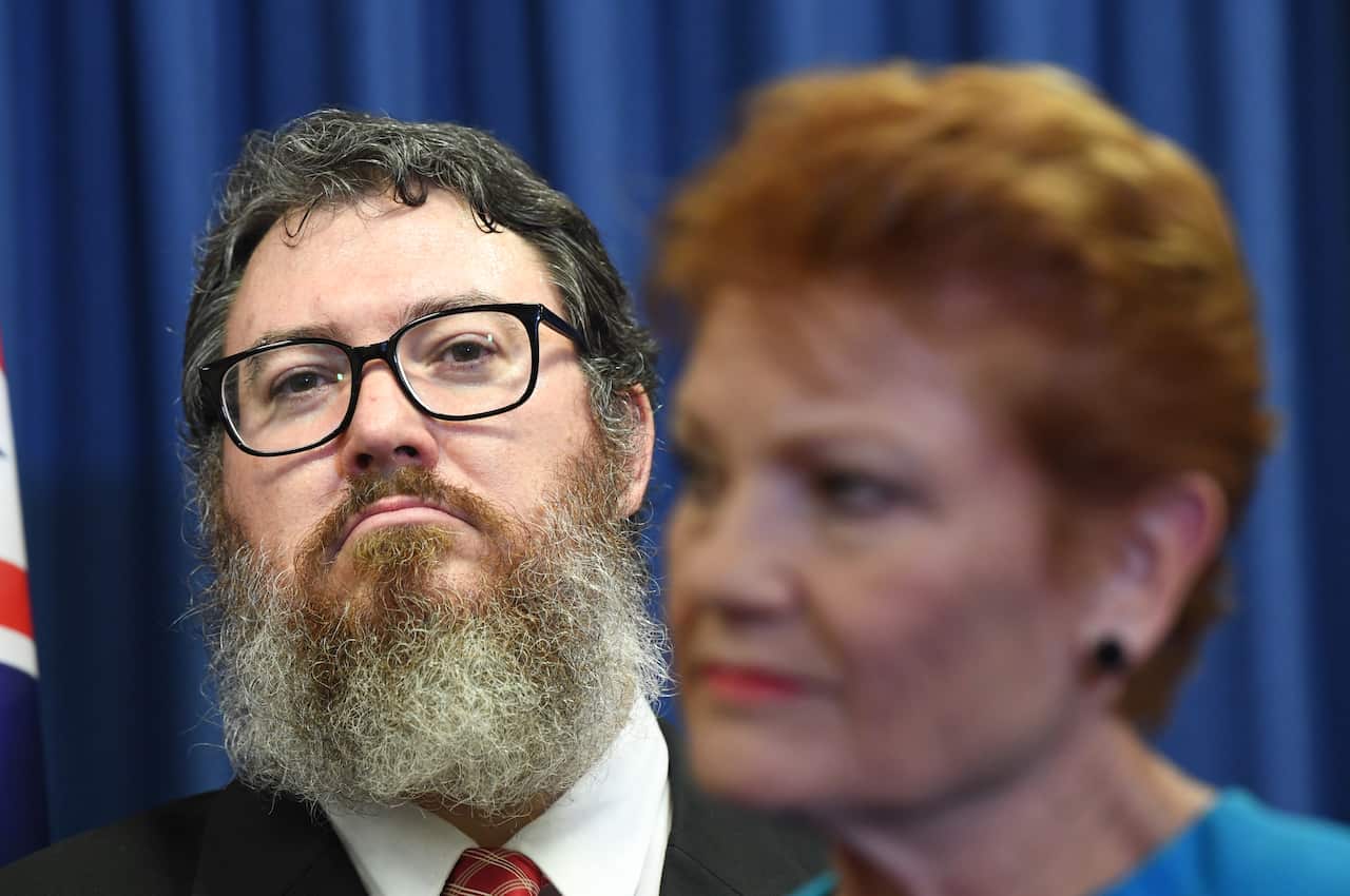 Pauline Hanson's face next to George Christensen