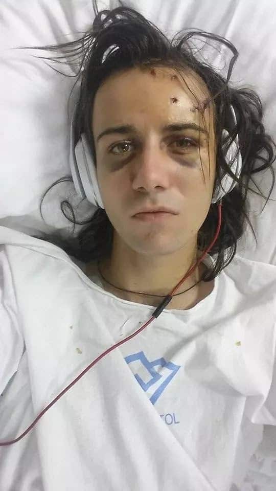 A selfie of Jordan in hospital 