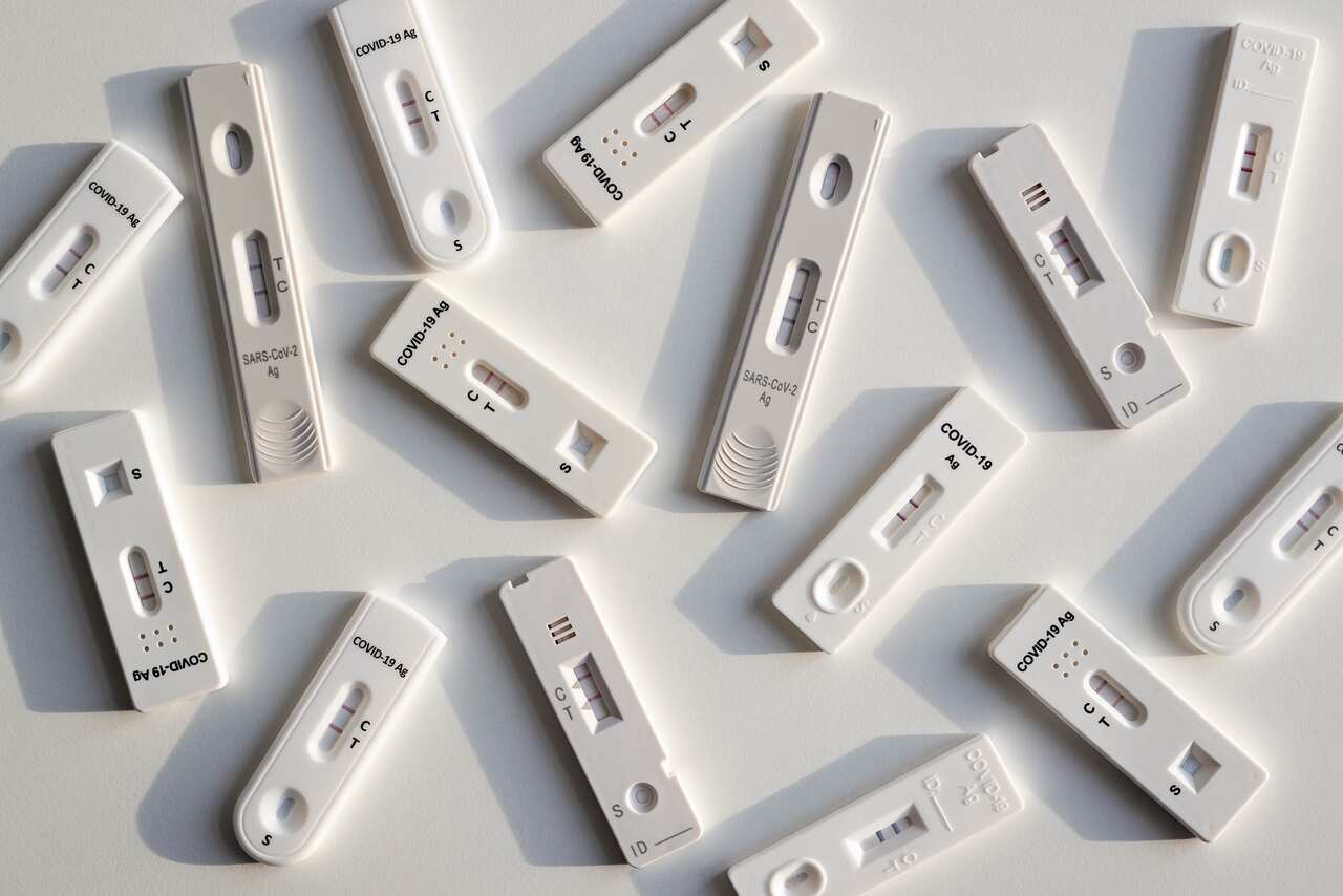 Covid-19 Rapid antigen tests on a white background