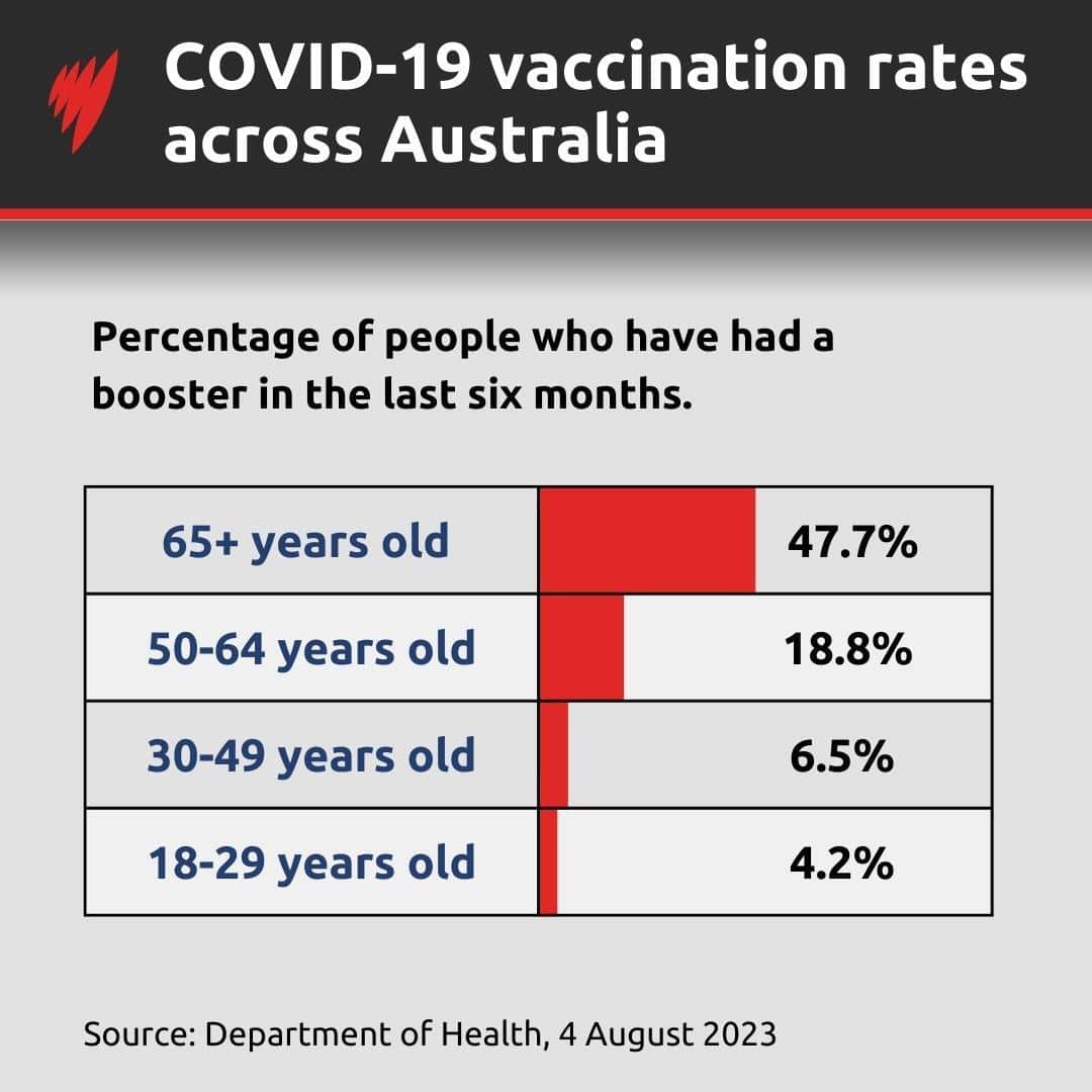 An infographic showing rates of COVID vaccination in the last six months. 