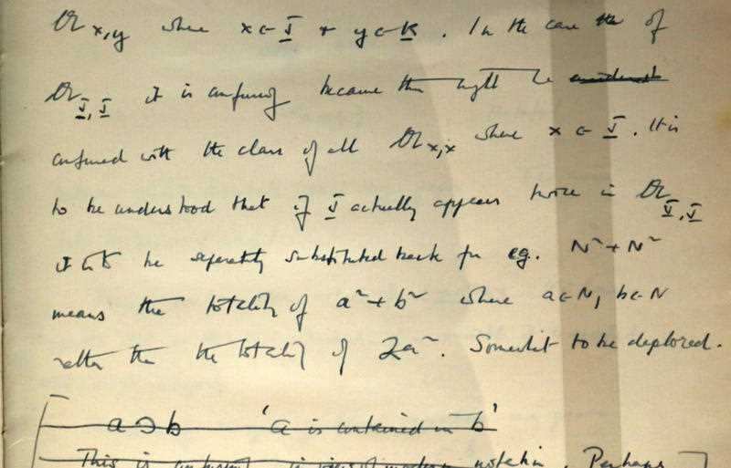 Close up detail from the notebook of Enigma codebreaker Alan Turing