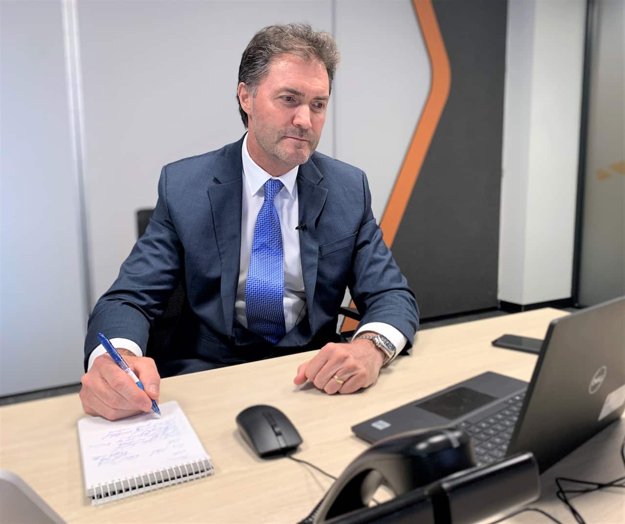 David Jamieson at his laptop 