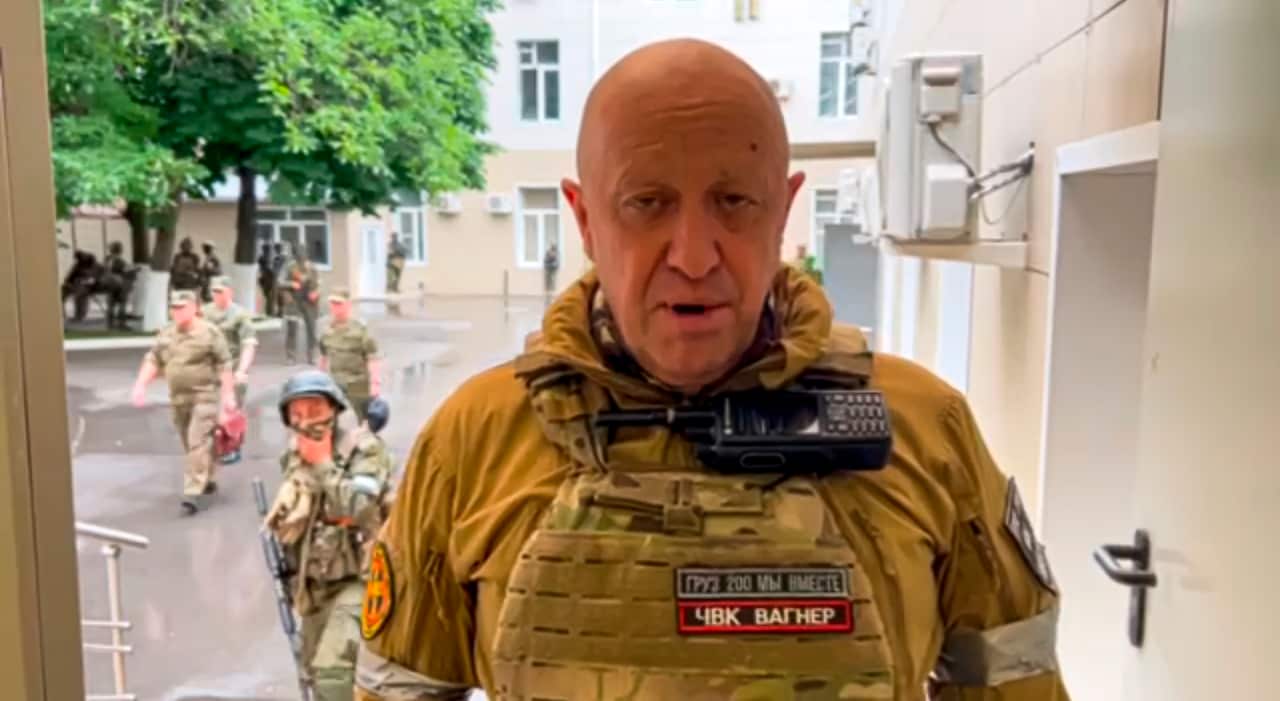 Yevgeny Prigozhin, the owner of the Wagner Group military company, records a video address in Rostov-on-Don, Russia, on Saturday 24 June 2023. 