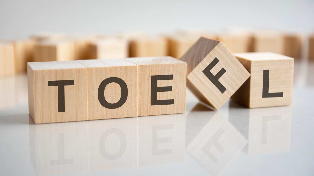 TOEFL on wooden cubes