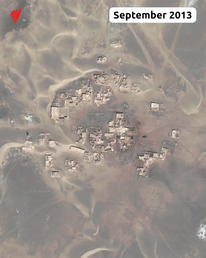 A moving image showing satellite imagery of Ordam Mazar.