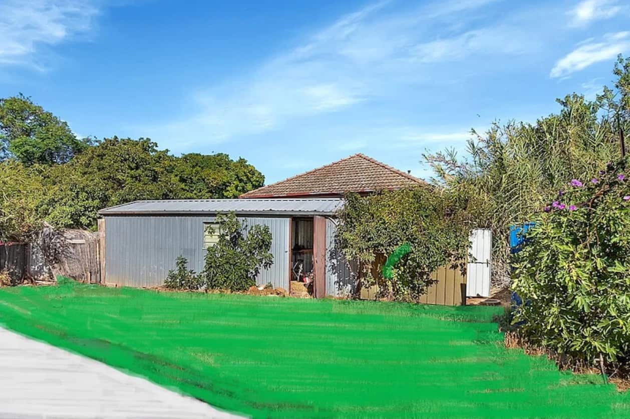 Lawn with drawn on bright green grass. 