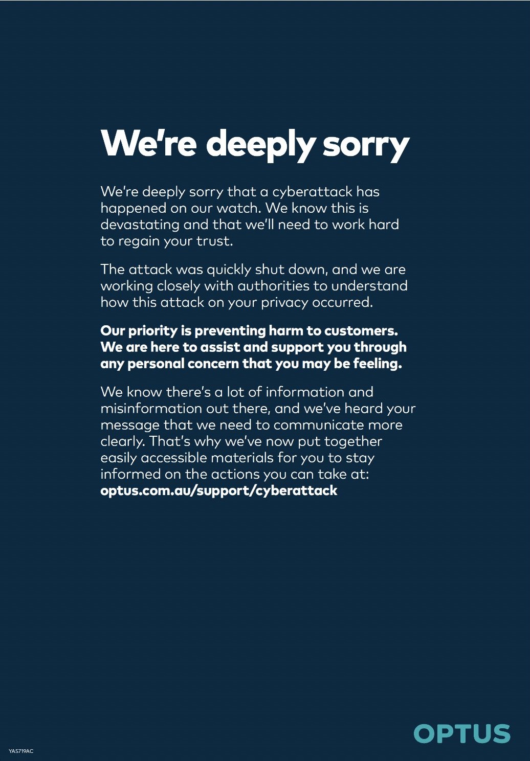 A written apology from Optus