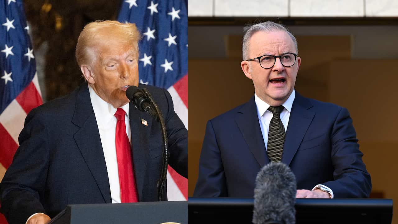 A composite image of two men wearing suits