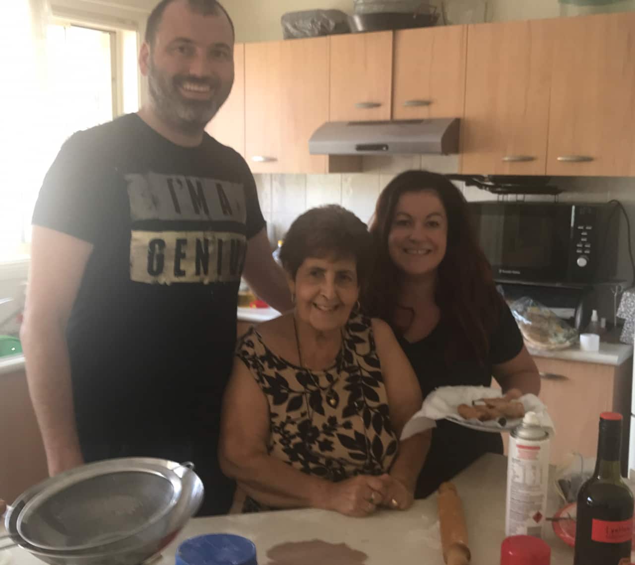 Mary Noone (middle) taught her daughter and son-in-law to make Maltese kannoli.
