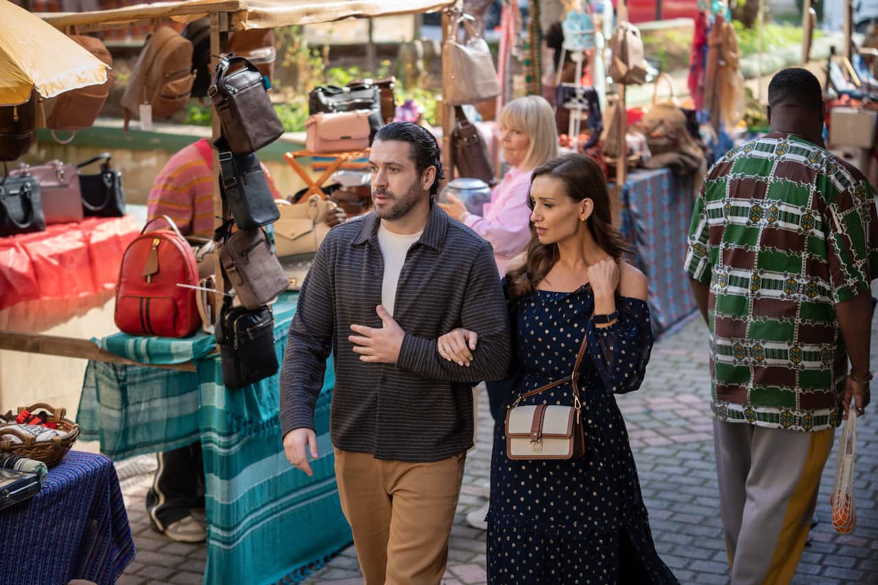 Shayne Ward as Jack Grayling and Catherine Tyldesley as Kate Woods in 'The Good Ship Murder'