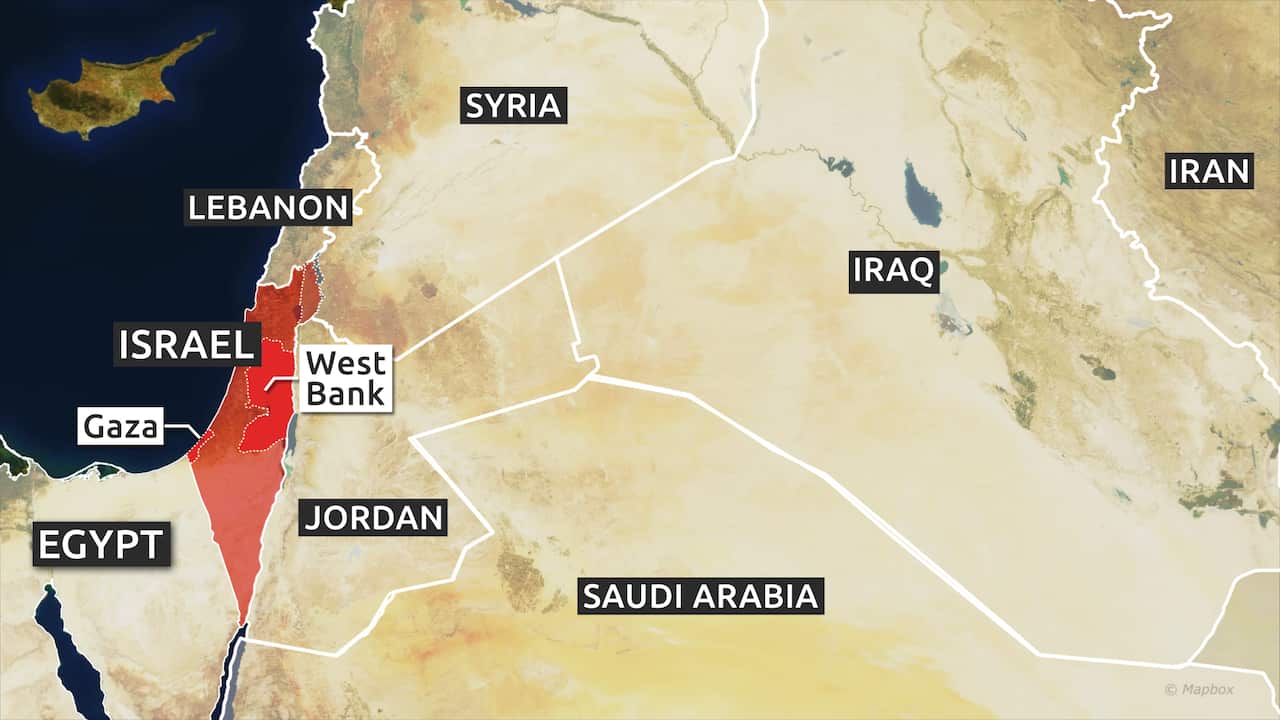 A labelled map of the Middle East
