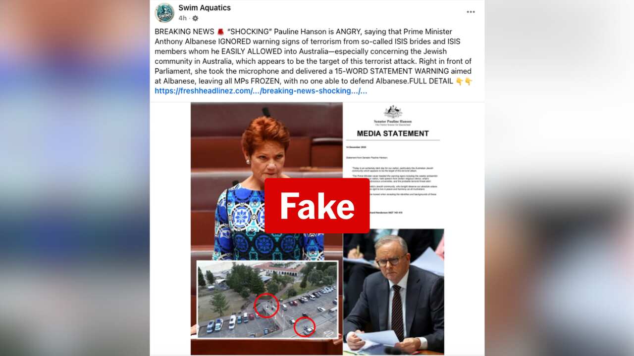 A screenshot of a Facebook post containing false claims and images.