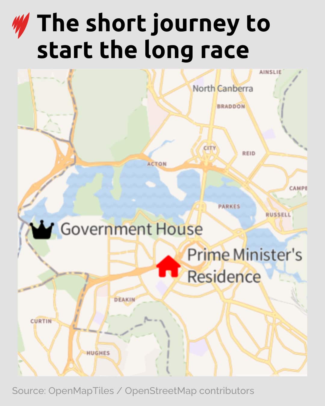 A map showing Canberra