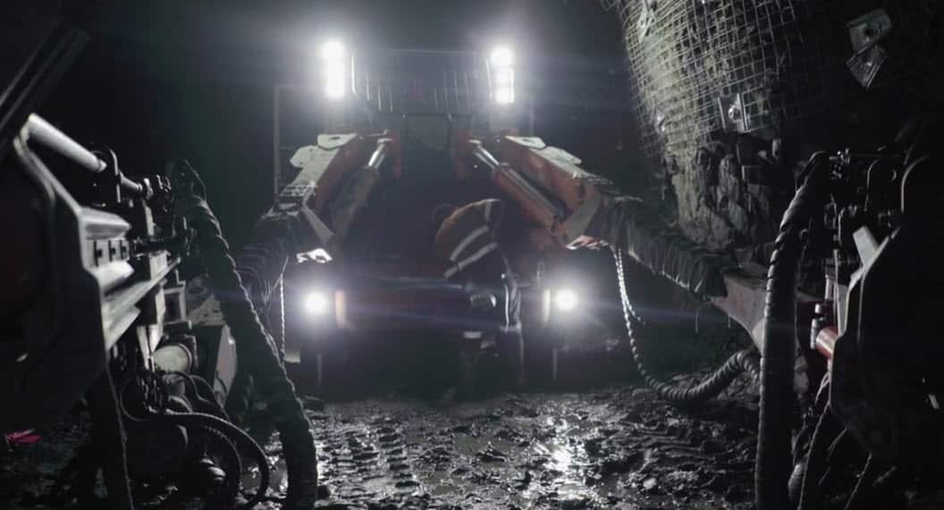 Mining machinery in an underground mine
