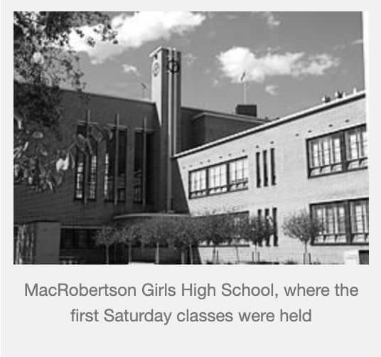 MacRobertson Girls High School where the first Saturday classes were held.jpg