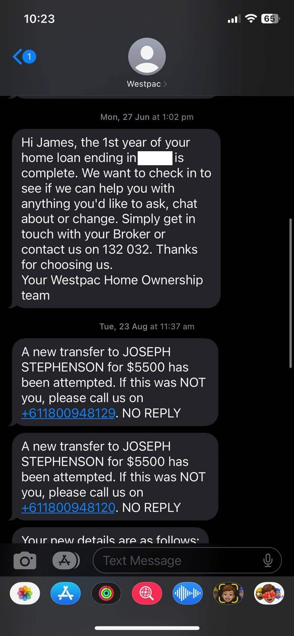 A text message thread